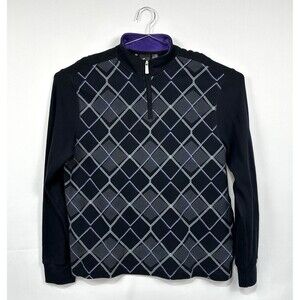 Y2K/2000's Point Zero Pullover Sweater Quarter Zip Purple Gray Black Goth - XL